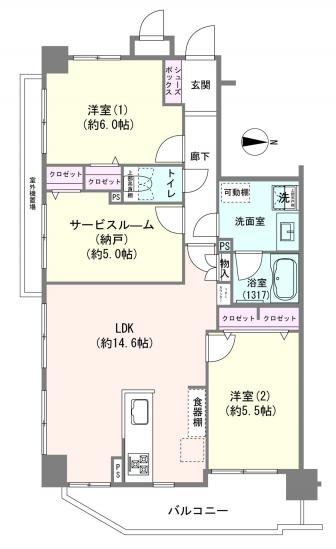 リヴラックスお花茶屋-1-間取図(平面図)