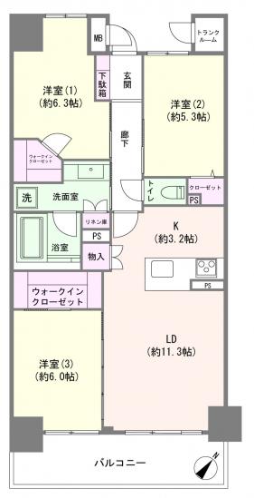 センチュリーハイツ亀有-1-間取図(平面図)