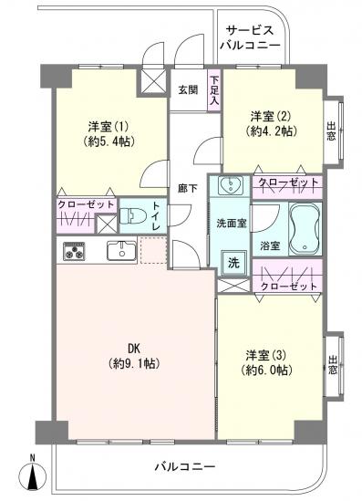 フィオーレ竹ノ塚-1-間取図(平面図)