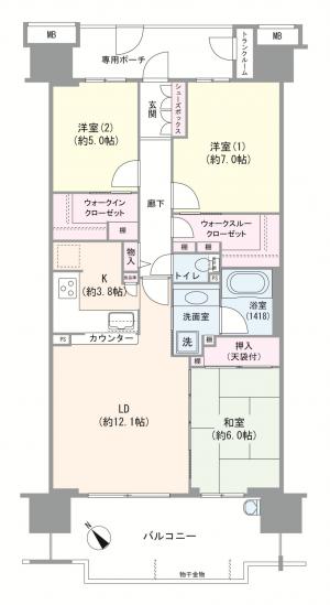 ミディオンヴィラージュレジデンス-1-間取図(平面図)