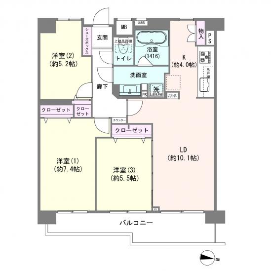 ル・アール西新井-1-間取図(平面図)