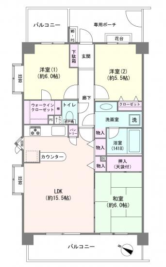 ライオンズガーデン金町-1-間取図(平面図)