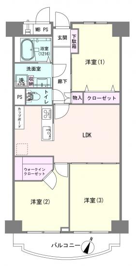 グリーンコーポ千寿１号棟-1-間取図(平面図)