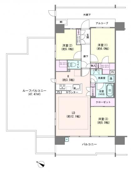 オーベル金町エアーズ-1-間取図(平面図)