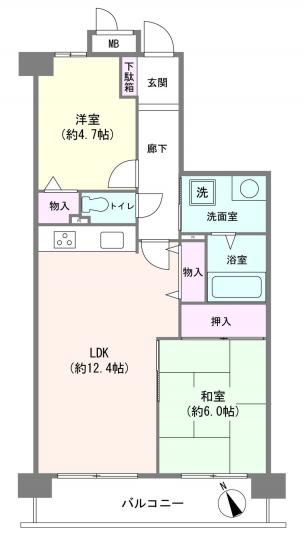 コスモハイム南花畑-1-間取図(平面図)