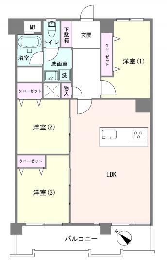 関屋ステーションハイツ-1-間取図(平面図)