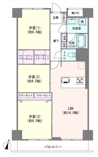 グリーンコーポ千寿　２号棟-1-間取図(平面図)