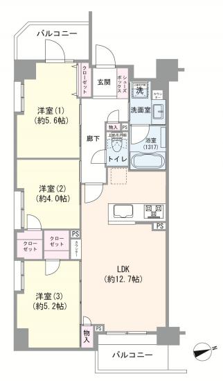 カインドステージ亀有-1-間取図(平面図)