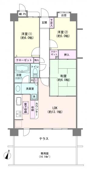 フィオーレ竹ノ塚ヴィレッツァ-1-間取図(平面図)