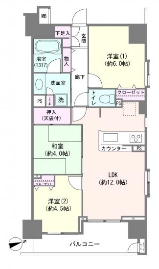 レーベンハイム三郷駅前トゥーレ-1-間取図(平面図)