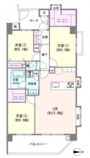 フィオーレお花茶屋-1-間取図(平面図)