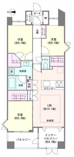 ヴェルビュ亀有-1-間取図(平面図)