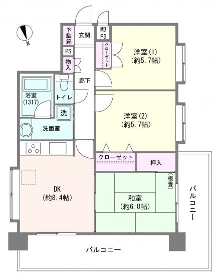 ディナ・スカーラお花茶屋-1-間取図(平面図)