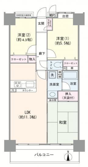 ライオンズプラザ梅島-1-間取図(平面図)