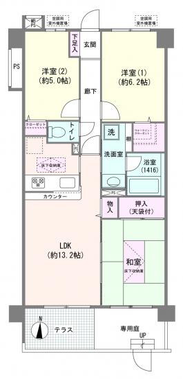 ライオンズマンション竹の塚元渕江公園第３-1-間取図(平面図)