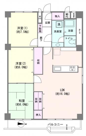 五反野住宅-1-間取図(平面図)