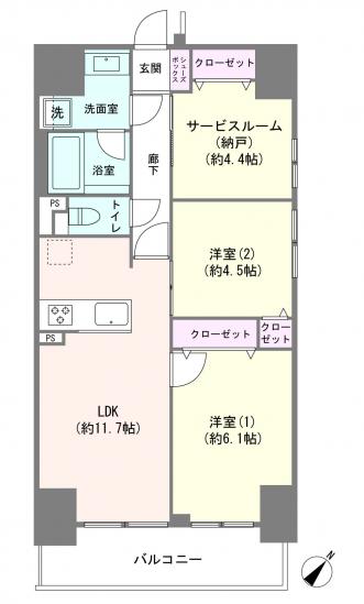 シャンノール金町-1-間取図(平面図)