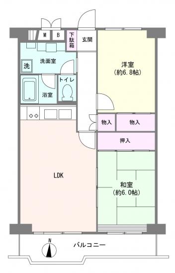 ボナハイツ中川１号棟-1-間取図(平面図)