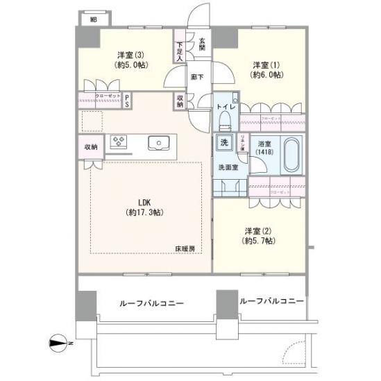 パレステージ江北Ⅲ東館-1-間取図(平面図)