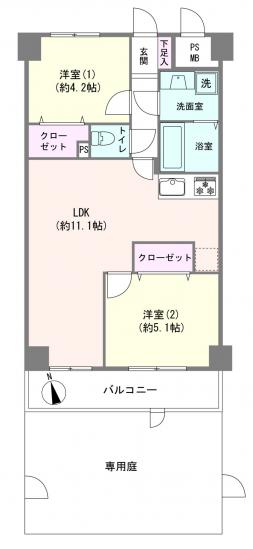 セザール堀切菖蒲園-1-間取図(平面図)