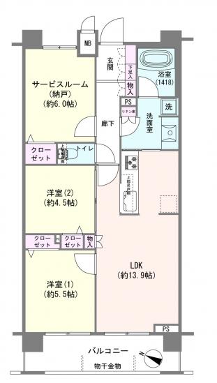 ランドステージ亀有ヴェレスタ-1-間取図(平面図)