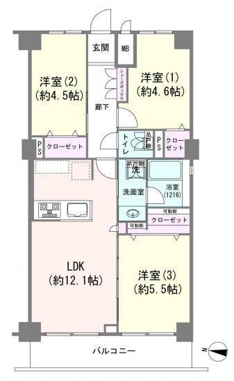 ライオンズマンション竹の塚-1-間取図(平面図)