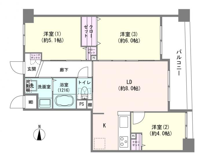 ナイスアーバン五反野-1-間取図(平面図)