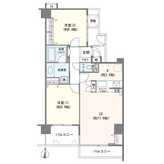 セザール第二東綾瀬公園-1-間取図(平面図)