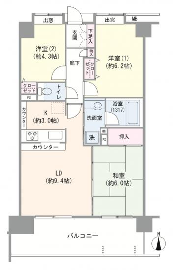 コスモ西蒲田-1-間取図(平面図)