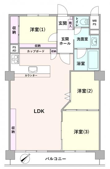 日商岩井恵比寿マンション-1-間取図(平面図)