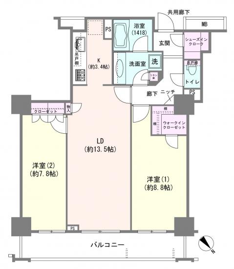 グローリオタワー横浜元町-1-間取図(平面図)