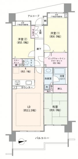 クレストフォルム綱島ガーデンコート-0-間取図(平面図)