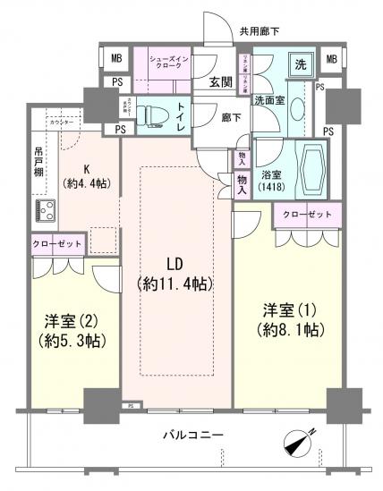 グローリオタワー横浜元町-1-間取図(平面図)