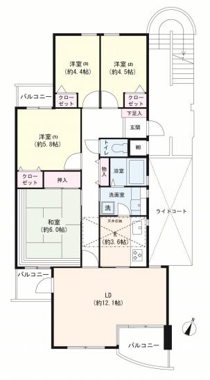 ルネ蕨　３号館-1-間取図(平面図)