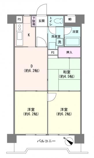 藤和西川口コープⅡ-1-間取図(平面図)
