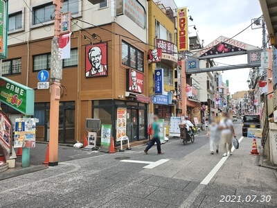 大山駅の駅前広場計画対象箇所・遊座商店街側