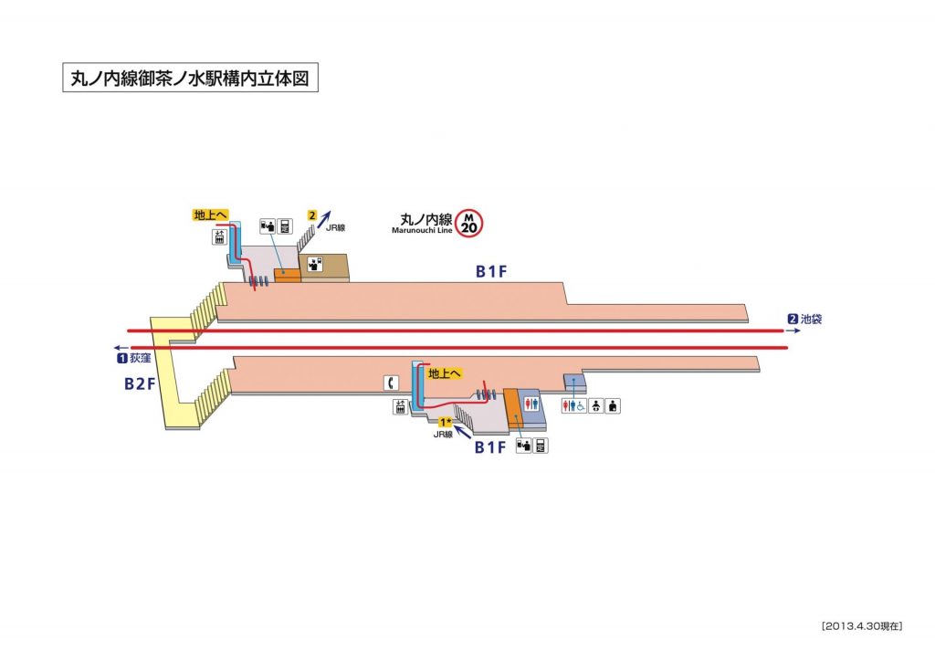 丸の内線御茶ノ水駅構内立体図