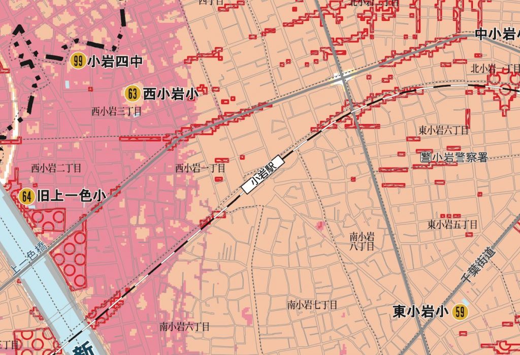 江戸川区 ハザードマップ 小岩地区より引用