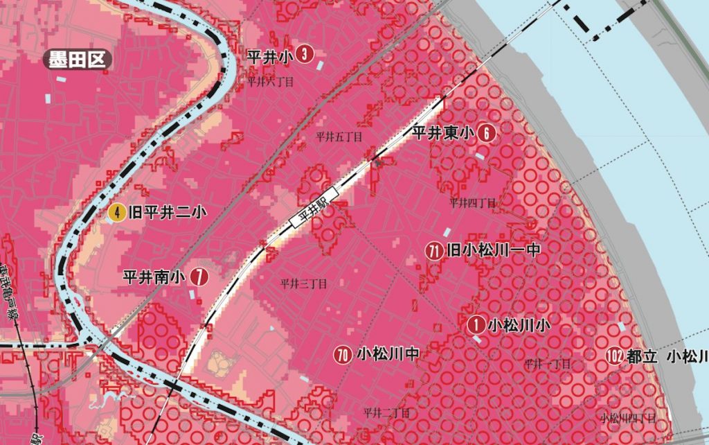 江戸川区 ハザードマップ 小松川地区より引用