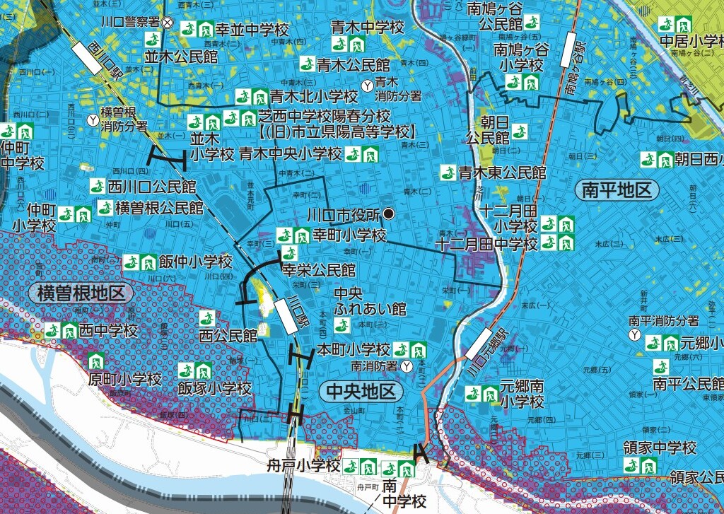 埼玉県川口市「荒川洪水ハザードマップ(南部)」より引用